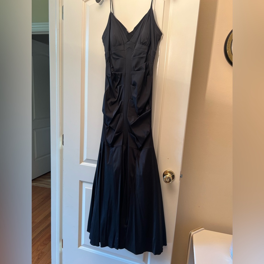 SOLD!!!!  Xscape Black Ruched V-Neck Maxi Gown